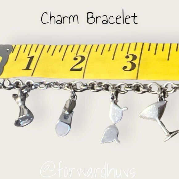 Silver Tone Fashion Fashionista Charm Bracelet with Mini Rhinestones - Picture 4 of 9